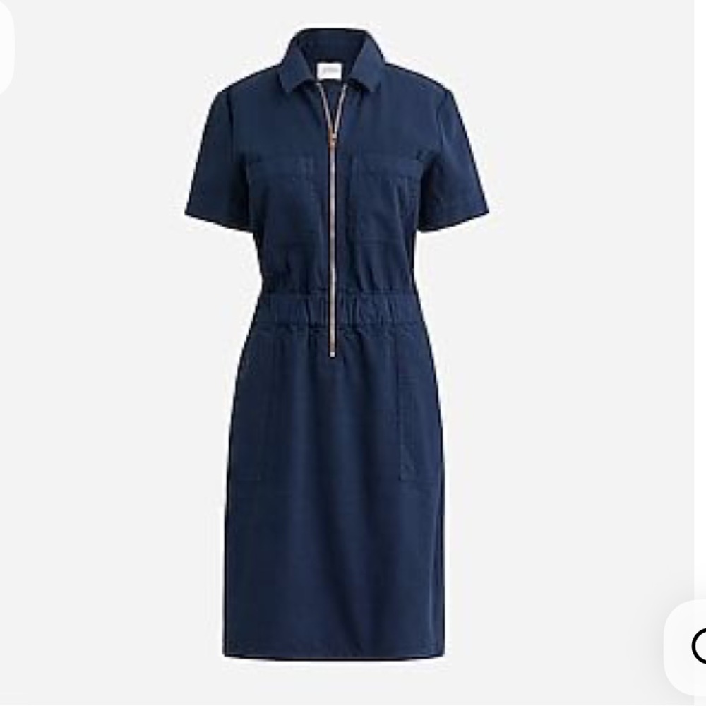 J. Crew Navy Short Sleeve Zip front Dress